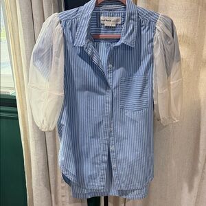 Anthropologie Blue and White Striped Top